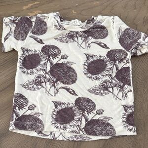 kate quinn Cream Tee with Dark Brown Sunflower Print
